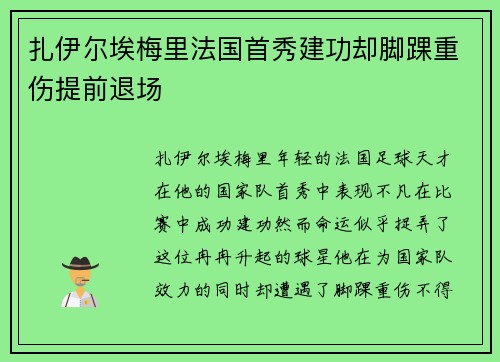 扎伊尔埃梅里法国首秀建功却脚踝重伤提前退场